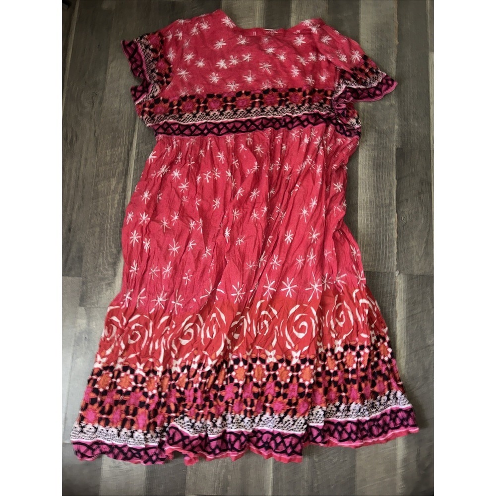 Only Necessities Red Floral Shift V Neck Dress MuuMuu Size 3X - Picture 3 of 3